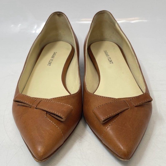 $425 Sarah Flit Ballet Flats Natalie Brown Leather Meghan Markle Sz 37 size 7 - Picture 7 of 11
